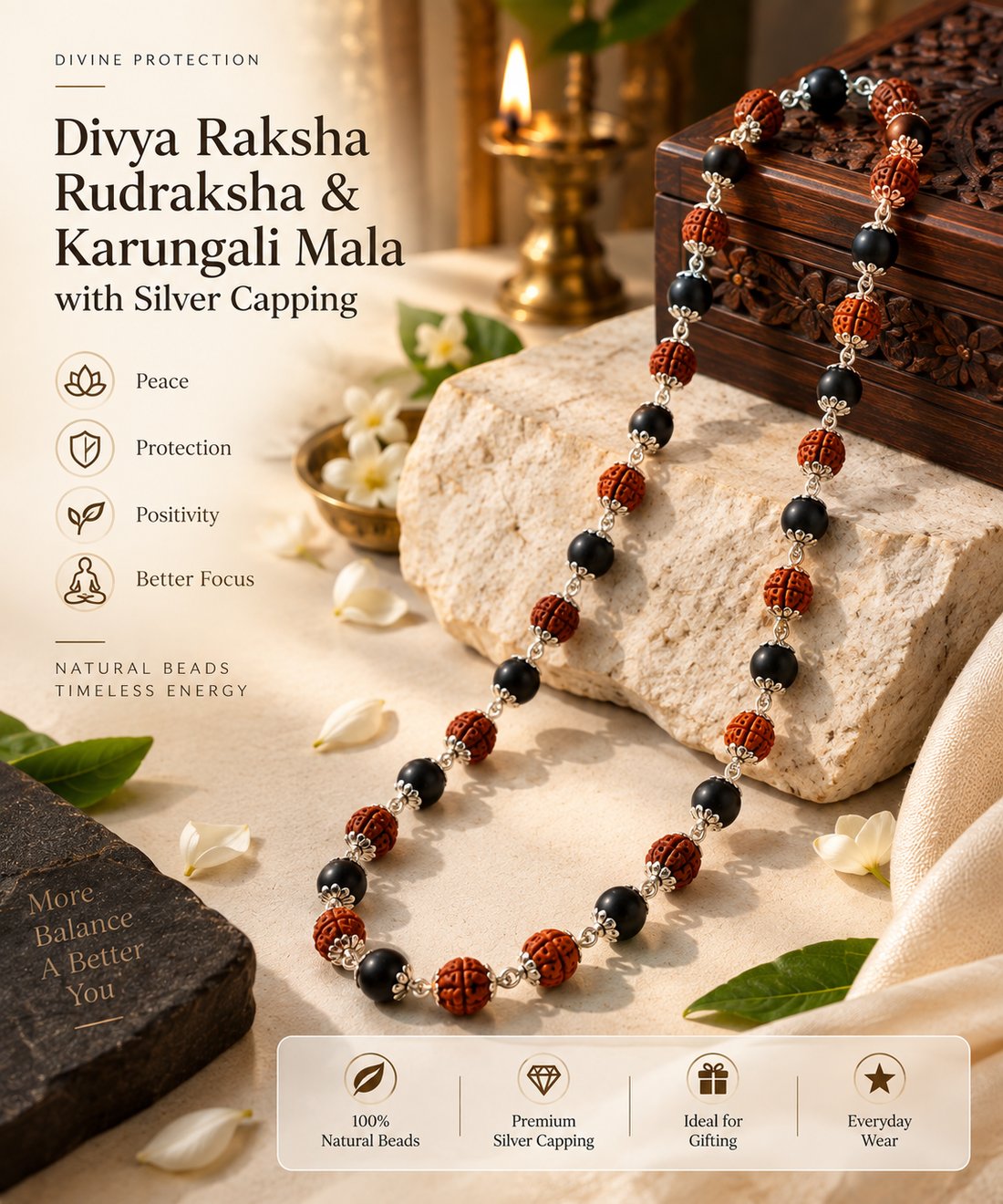 Divya Raksha Rudraksha Karungali Mala