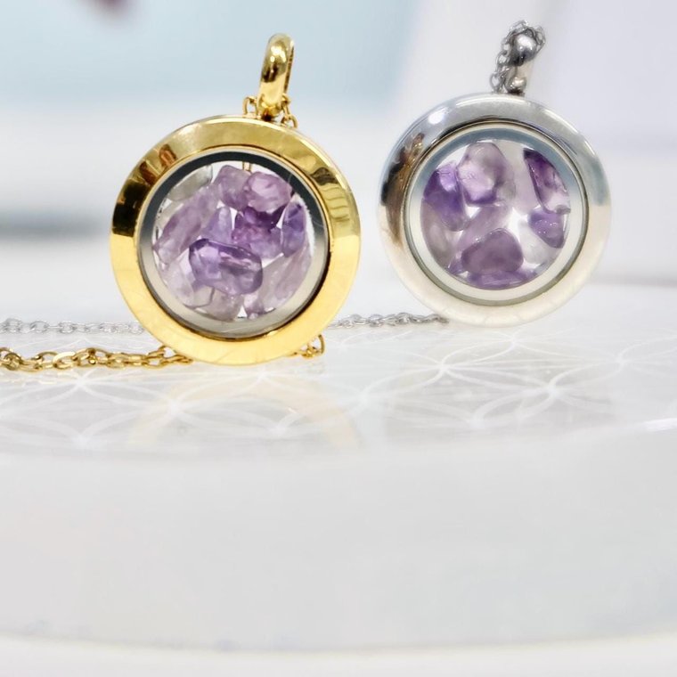 Amethyst Chip Floating Locket