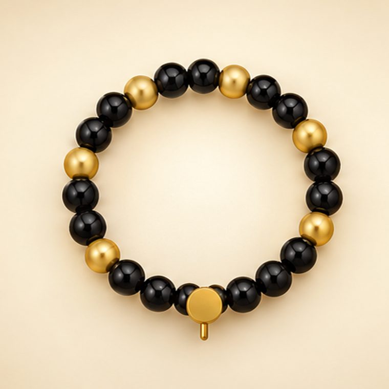 Black Onyx & Gold Bead Bracelet
