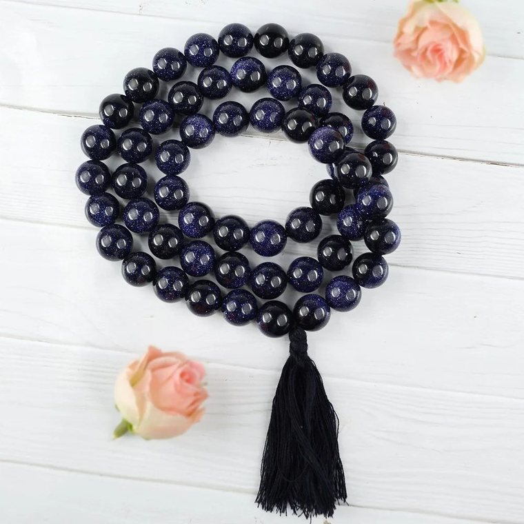 Blue Goldstone Mala 12mm, 108 Beads