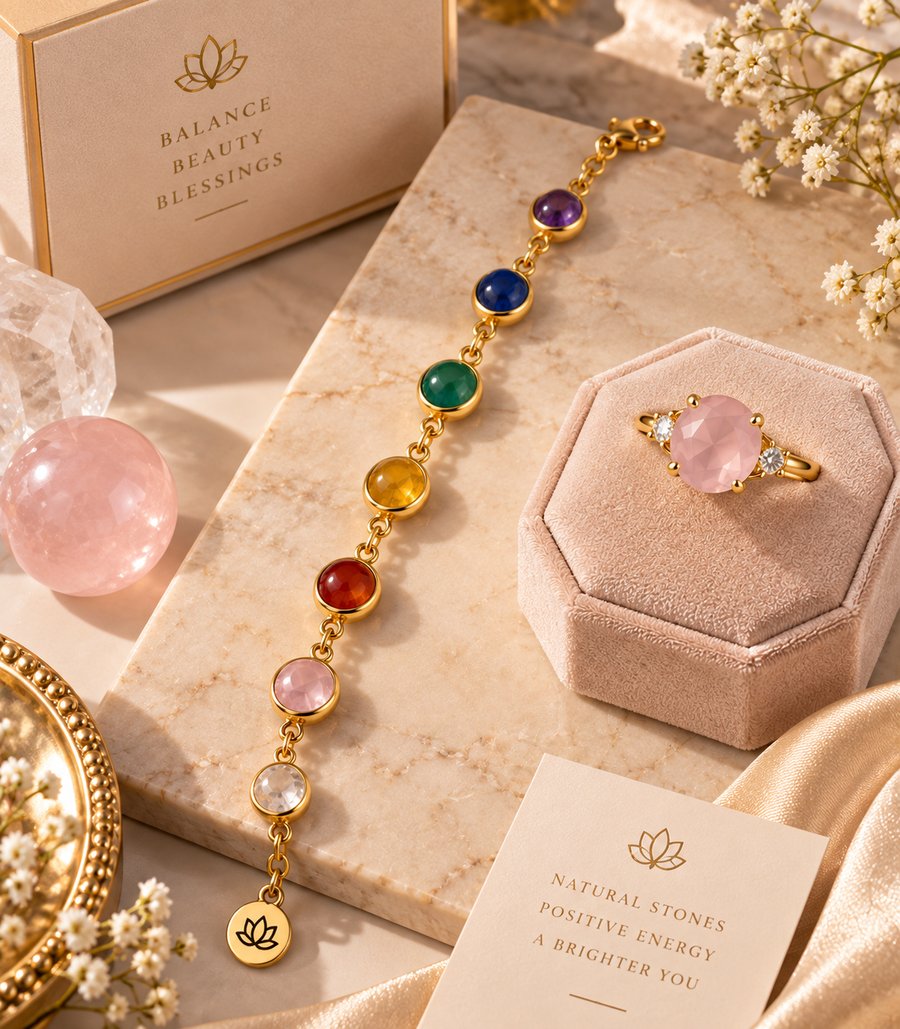 7 Chakra Gold Link Bracelet