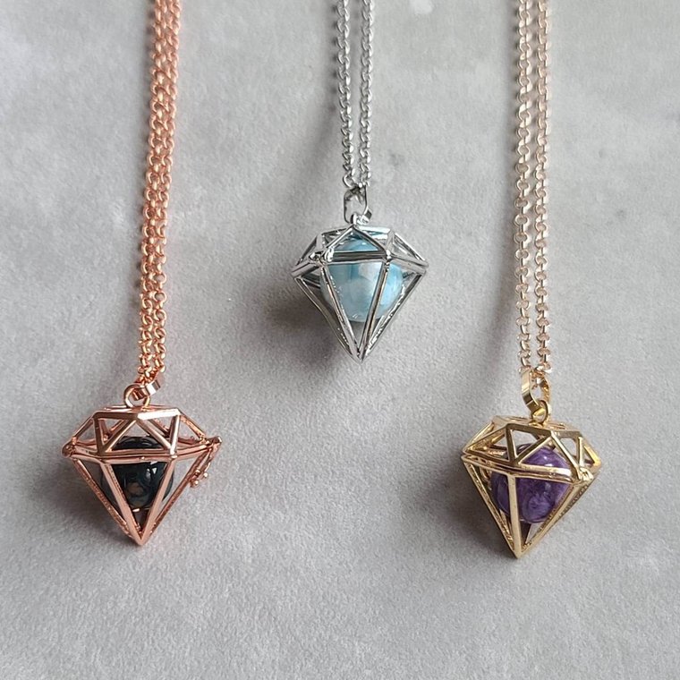 Crystal Cage Pendant (Diamond Shape)