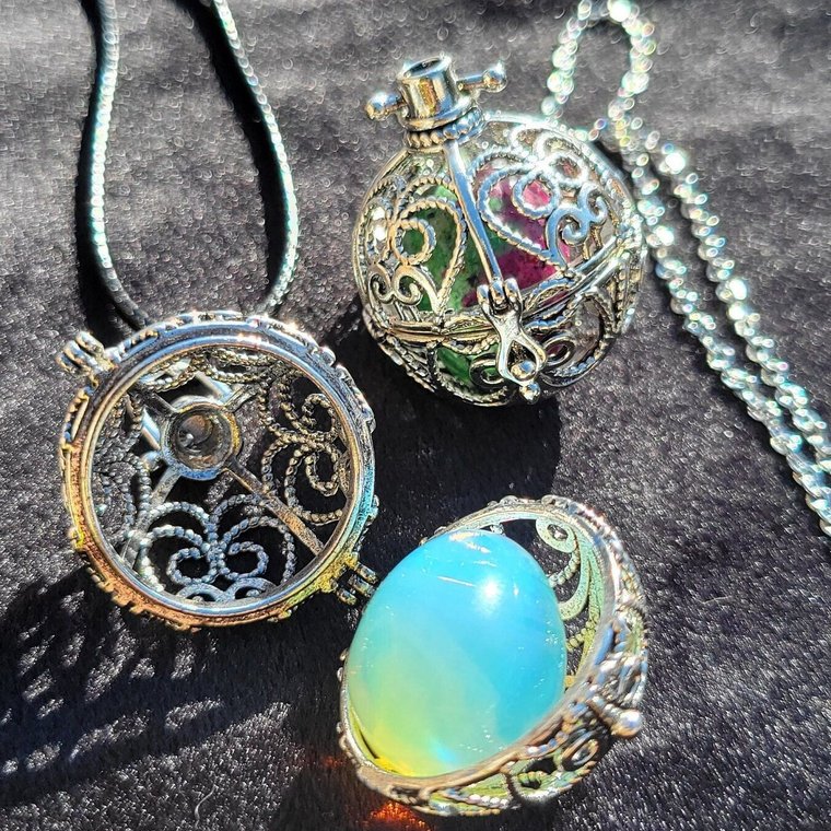 Gemstone Sphere Cage Locket