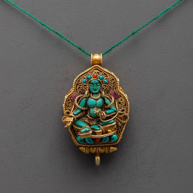 Green Tara Locket (Copper & Turquoise)