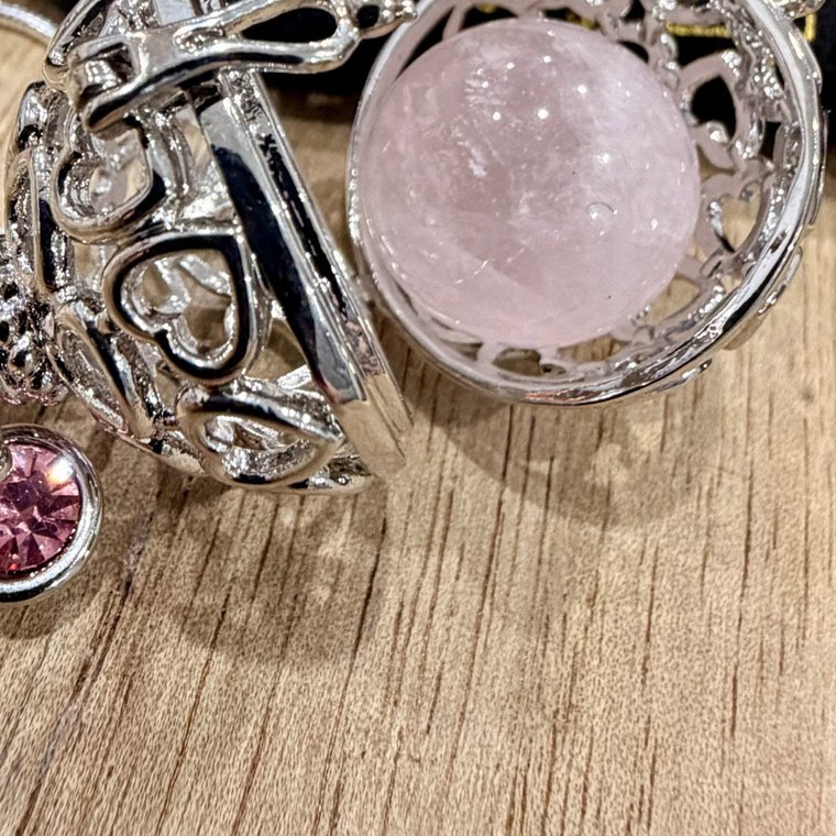Rose Quartz Sphere Heart Locket
