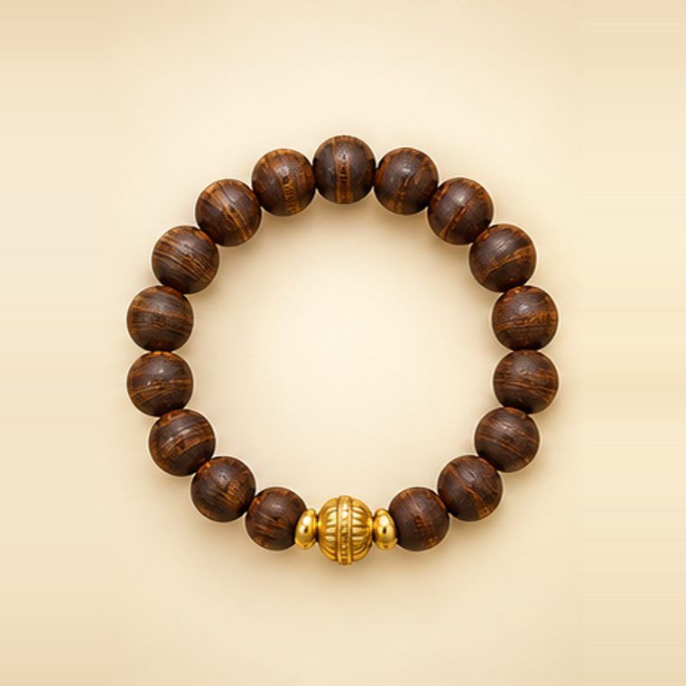 Sandalwood Bracelet with Gold Bead