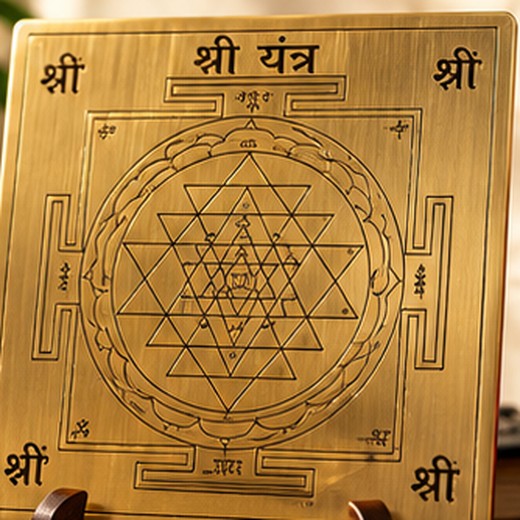 Shree Yantra on Raw Pyrite Frame