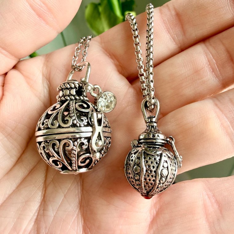 Silver Filigree Crystal Locket